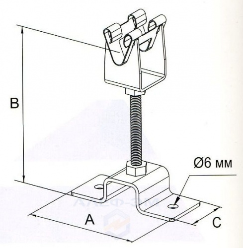 Держатель дистанционный металлический, L=45мм, OC, OG